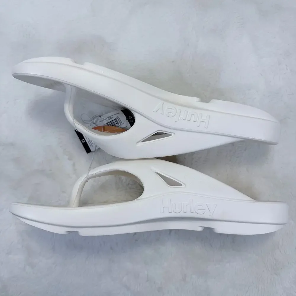Hurley Injection Flip Flops Mens Size 13 Cream Beach Sandals NEW
